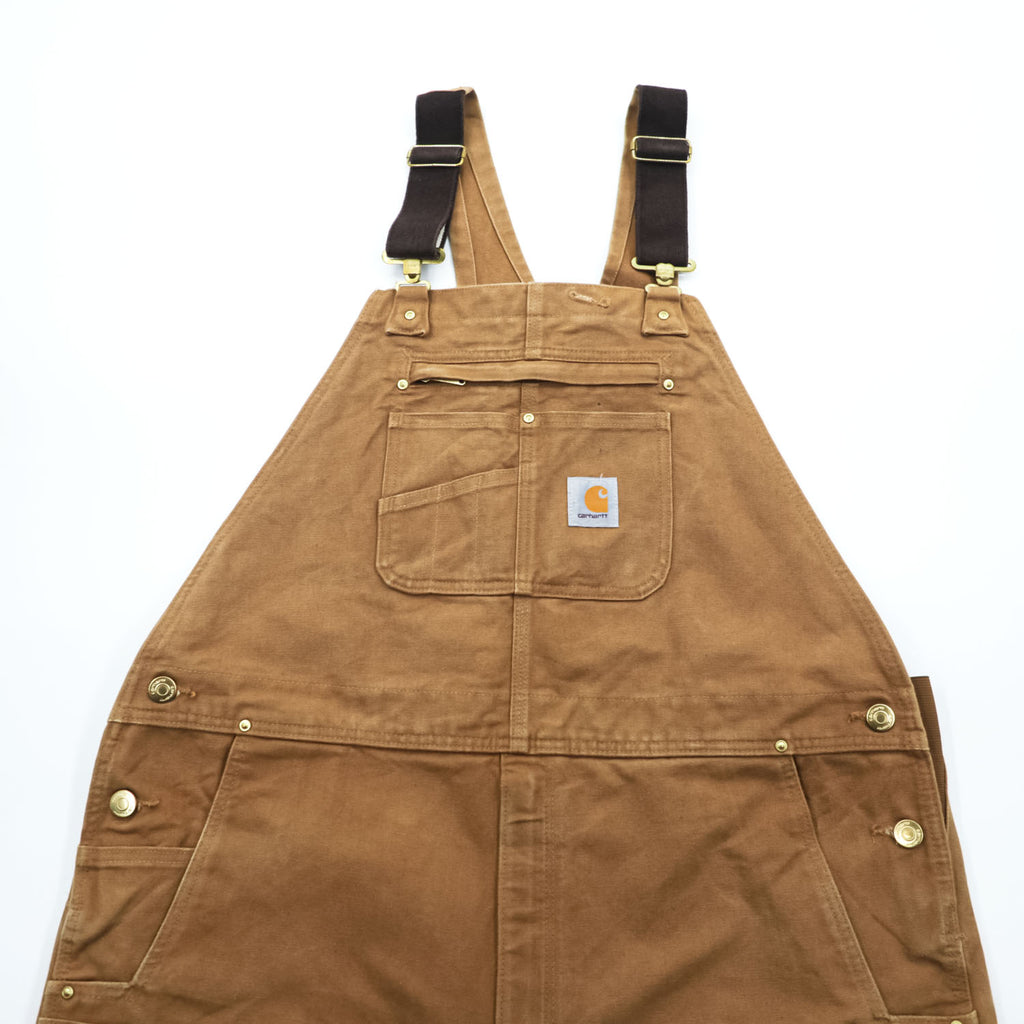 Carhartt ビッグサイズ R01-M ダック ビブ オーバーオール キャメル ブラウン ダブルニー コットン キャンバス Relaxed Fit メキシコ製 W42 L32 3XL