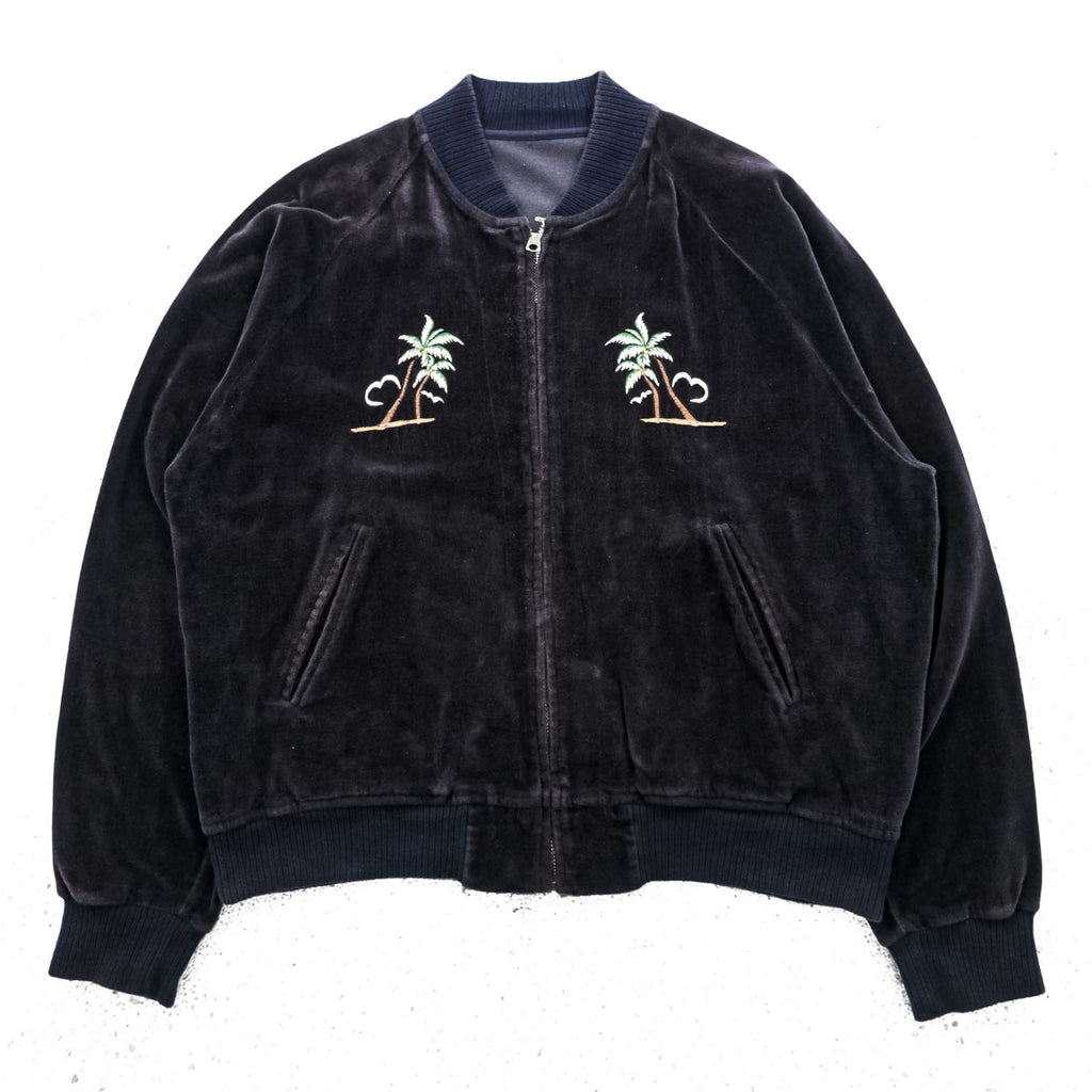 BY GLADHAND HOTSY TOTSY Pile Souvenir Jacket Black Embroidered Hula Girl Japan XL