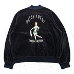 BY GLADHAND HOTSY TOTSY Pile Souvenir Jacket Black Embroidered Hula Girl Japan XL