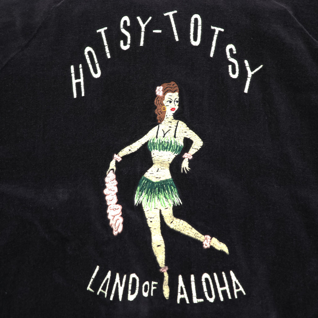 BY GLADHAND HOTSY TOTSY Pile Souvenir Jacket Black Embroidered Hula Girl Japan XL
