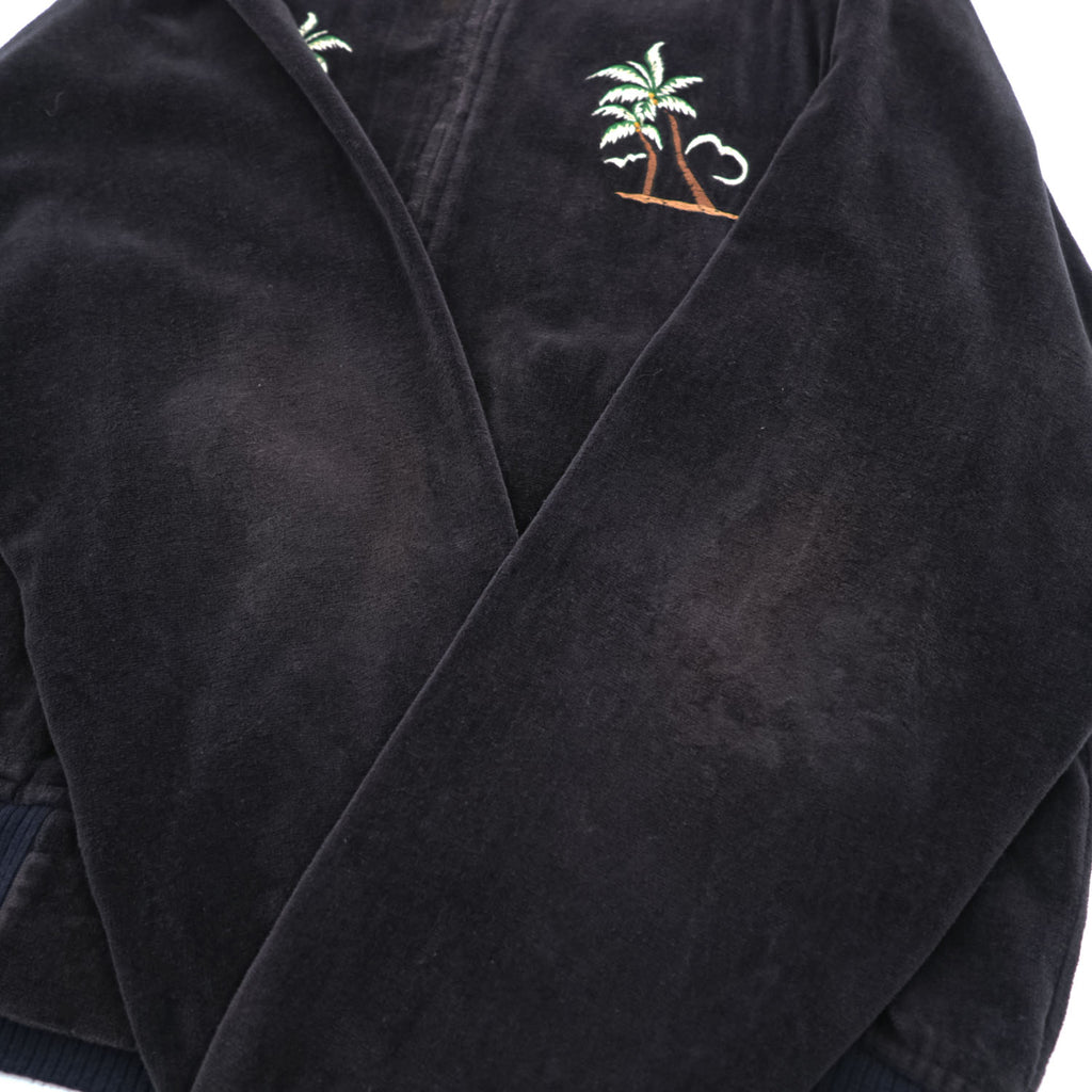 BY GLADHAND HOTSY TOTSY Pile Souvenir Jacket Black Embroidered Hula Girl Japan XL