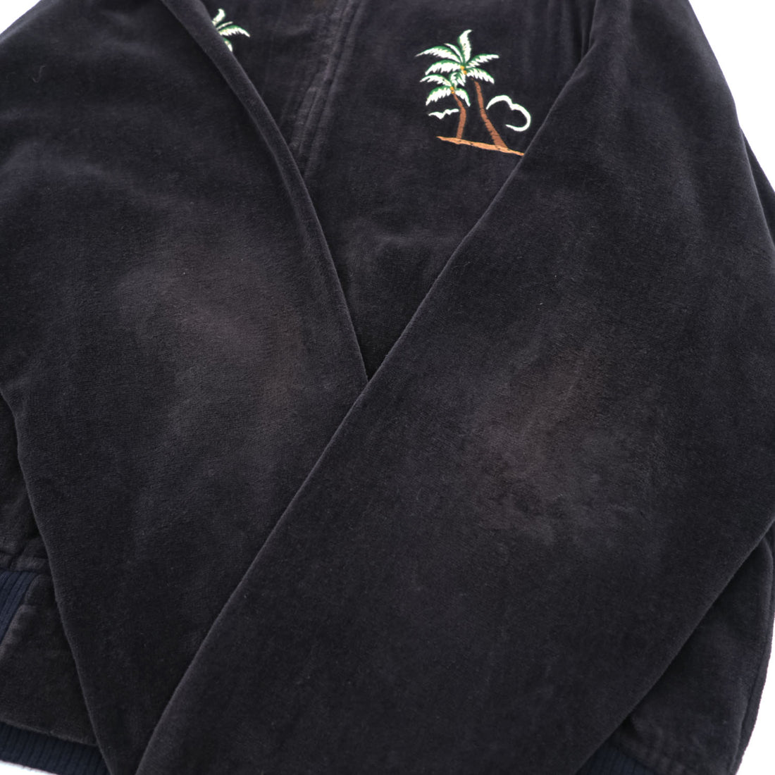 BY GLADHAND HOTSY TOTSY Pile Souvenir Jacket Black Embroidered Hula Girl Japan XL