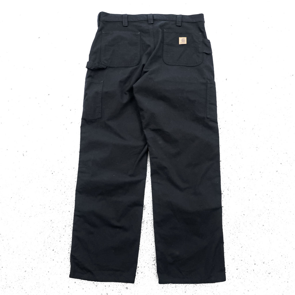 Carhartt B151 BLK Black Canvas Carpenter Work Pants Loose Original Fit Made in Mexico 38x32