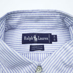 Ralph Lauren 90年代 YARMOUTH ヴィンテージ 長袖 ボタンダウンシャツ XL ブルー ホワイト オックスフォード ストライプ スモールポニー ロゴ 刺繍 ジャマイカ製