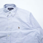 Ralph Lauren 90年代 YARMOUTH ヴィンテージ 長袖 ボタンダウンシャツ XL ブルー ホワイト オックスフォード ストライプ スモールポニー ロゴ 刺繍 ジャマイカ製