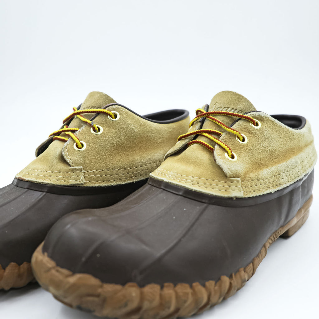 Danner Low Duck Shoes Duck Boots Beige Canvas Brown Rubber Steel Shank Made in Thailand US 10 D