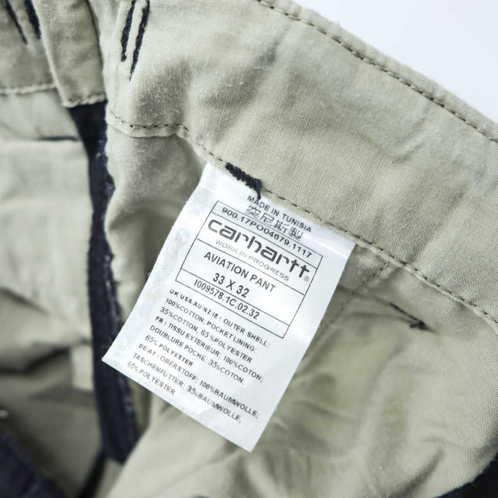 Carhartt WIP Aviation Pant Dark Navy Ripstop Cargo Pants Adjustable Waist 33x32