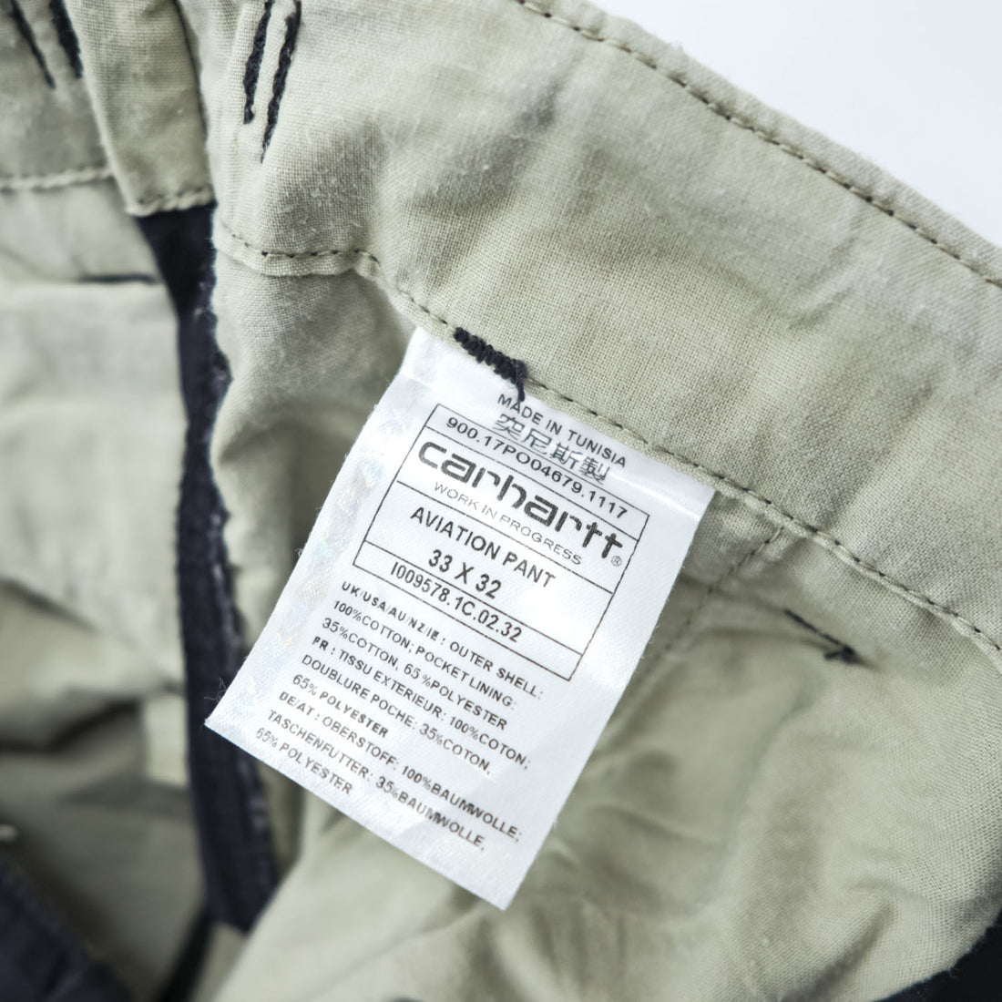 Carhartt WIP Aviation Pant Dark Navy Ripstop Cargo Pants Adjustable Waist 33x32
