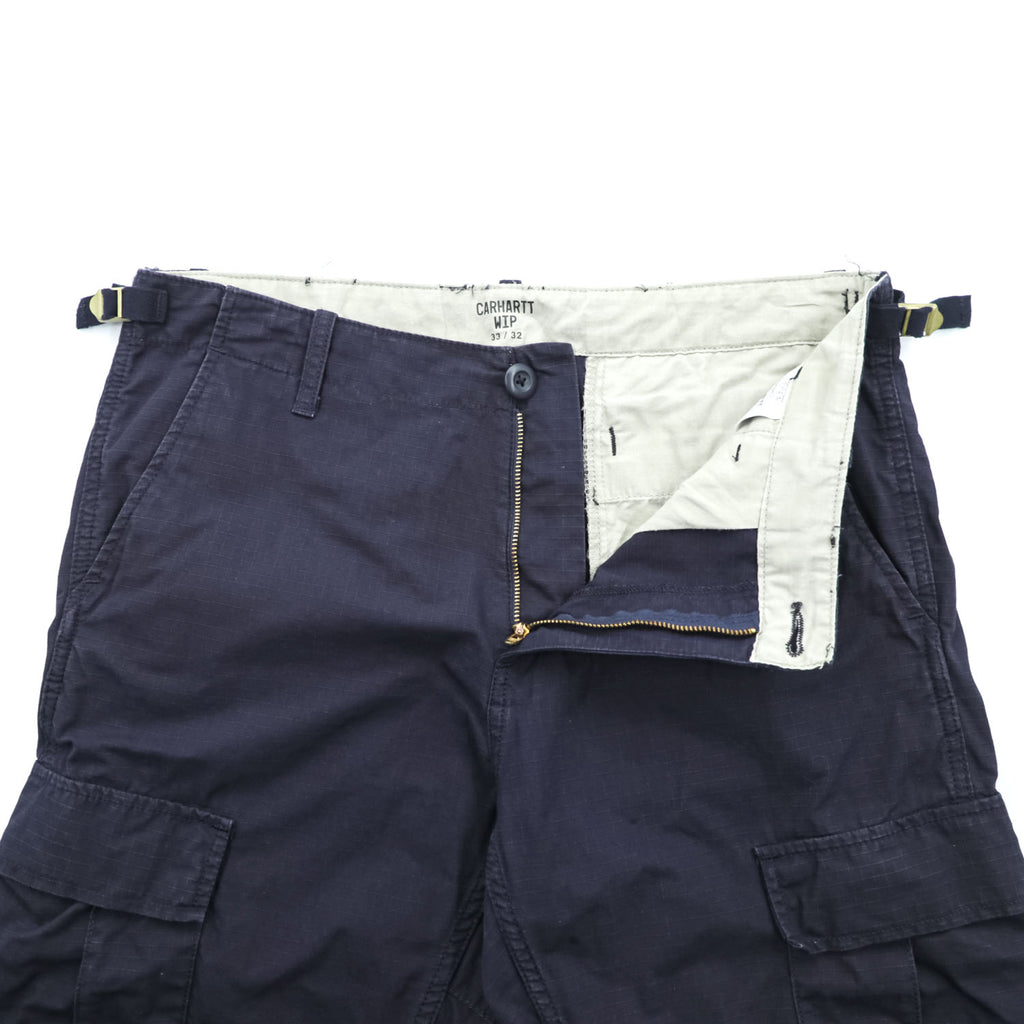 Carhartt WIP Aviation Pant Dark Navy Ripstop Cargo Pants Adjustable Waist 33x32