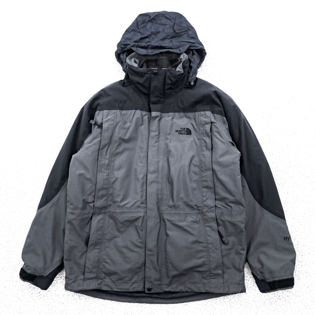THE NORTH FACE 90年代 HyVent 3WAY マウンテンパーカー シェル フリースライナー付 防水 レインジャケット M グレー フード収納 ドローコード ジップインジップ