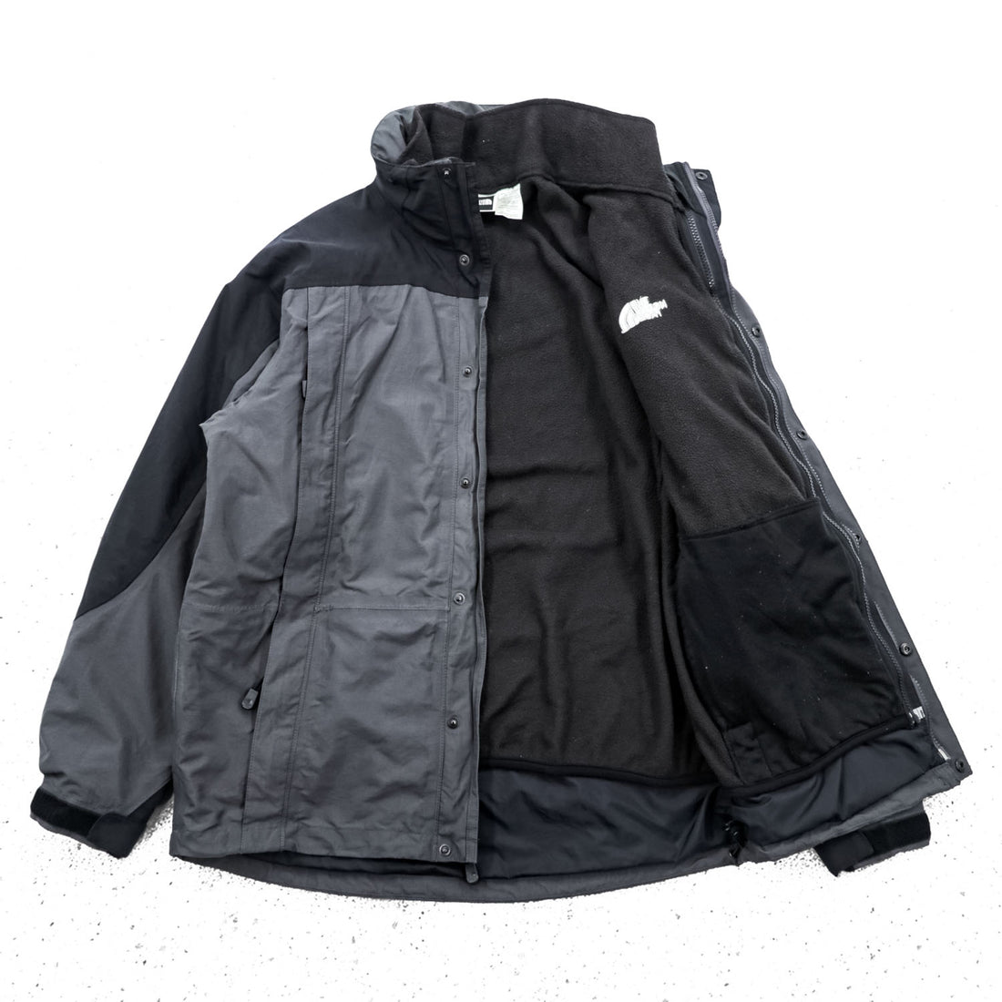 The North Face HyVent 3-in-1 Jacket Gray Black Removable Fleece Liner Hooded Men’s M
