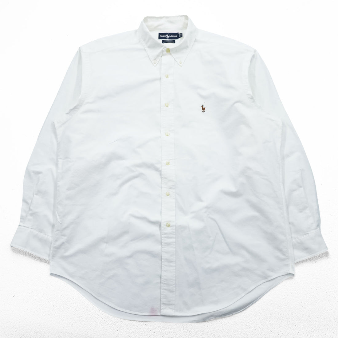 Ralph Lauren 90年代 YARMOUTH ヴィンテージ 長袖 ボタンダウンシャツ XXL ホワイト オックスフォード スモールポニー ロゴ 刺繍