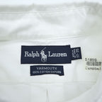 Ralph Lauren 90年代 YARMOUTH ヴィンテージ 長袖 ボタンダウンシャツ XXL ホワイト オックスフォード スモールポニー ロゴ 刺繍