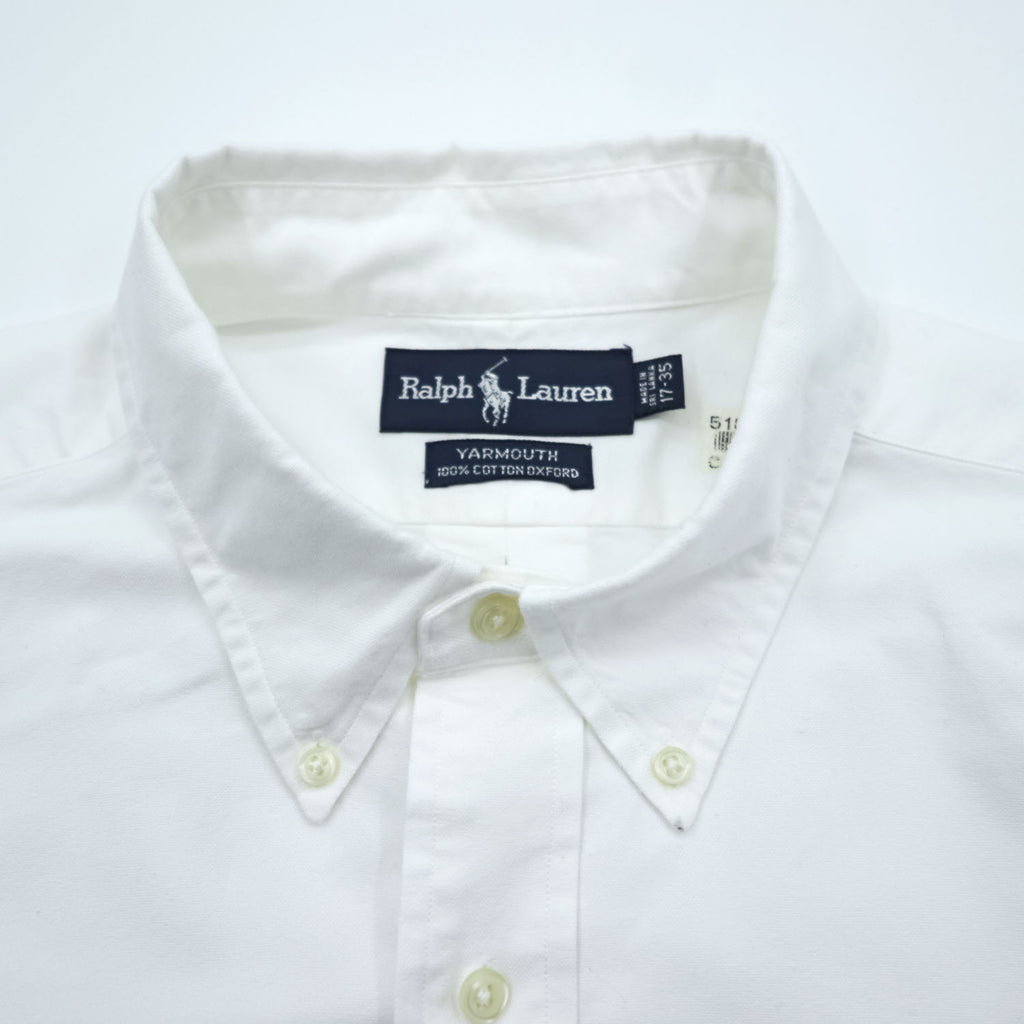 Ralph Lauren 90年代 YARMOUTH ヴィンテージ 長袖 ボタンダウンシャツ XXL ホワイト オックスフォード スモールポニー ロゴ 刺繍