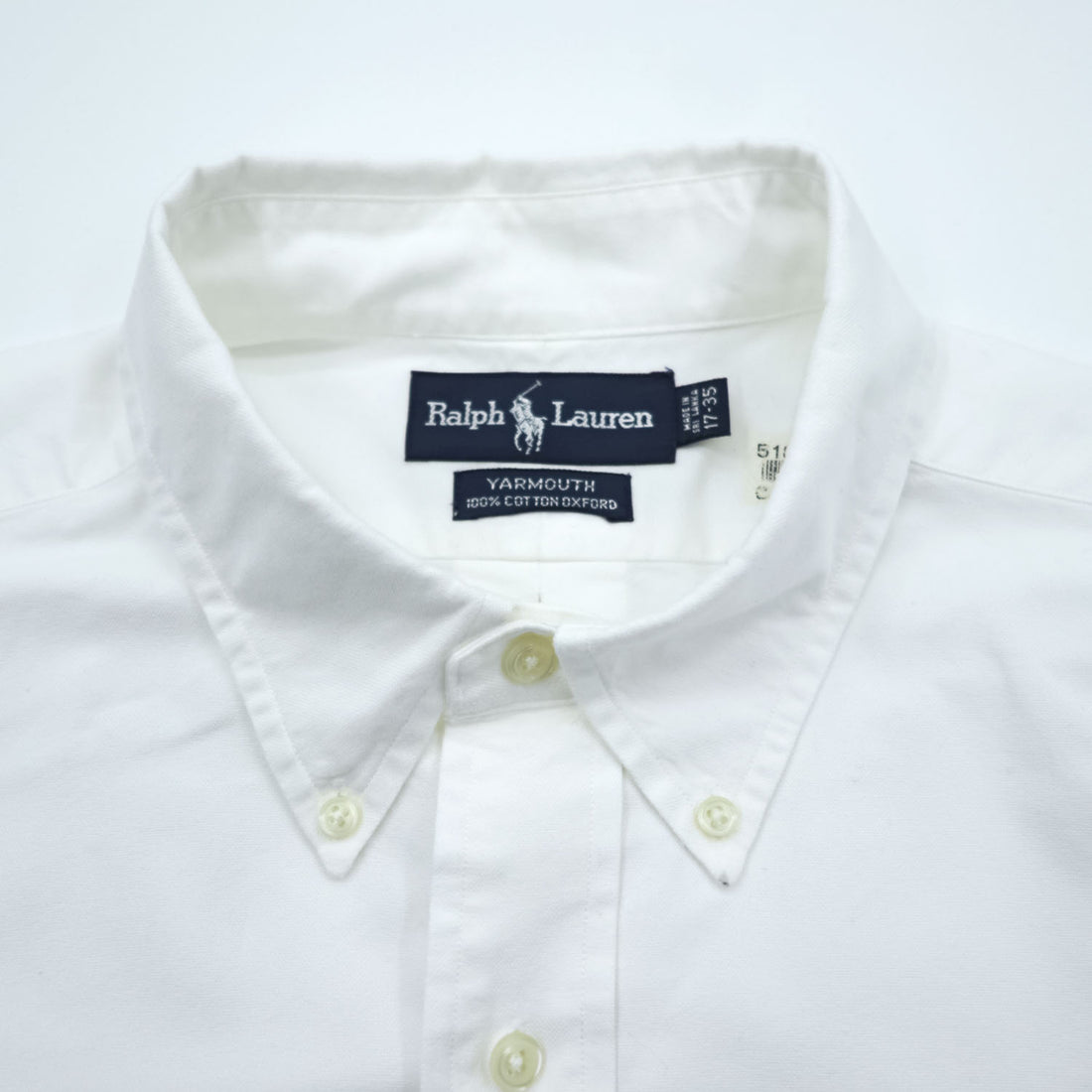 Ralph Lauren 90年代 YARMOUTH ヴィンテージ 長袖 ボタンダウンシャツ XXL ホワイト オックスフォード スモールポニー ロゴ 刺繍