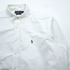 Ralph Lauren 90年代 YARMOUTH ヴィンテージ 長袖 ボタンダウンシャツ XXL ホワイト オックスフォード スモールポニー ロゴ 刺繍