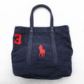 Polo Ralph Lauren ヴィンテージ加工 ビッグポニー 刺繍 キャンバス トートバッグ ネイビー ジップトップ開閉