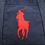 Polo Ralph Lauren ヴィンテージ加工 ビッグポニー 刺繍 キャンバス トートバッグ ネイビー ジップトップ開閉