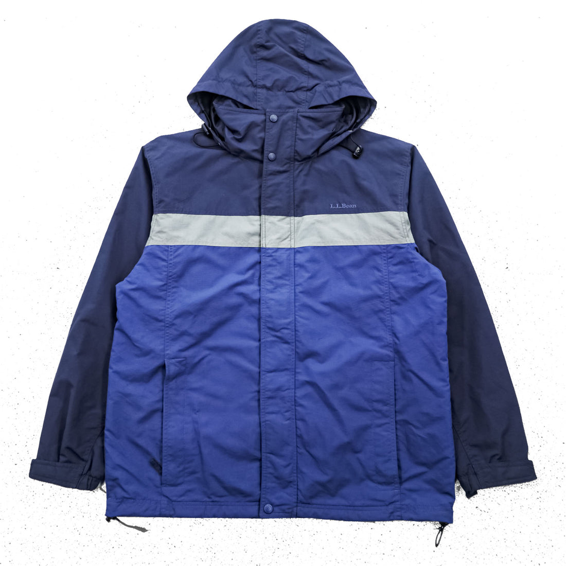L.L.Bean 00年代 アウトドア マウンテンパーカー シェル レインジャケット M ネイビー 防水 ドローコード フード収納 WV93