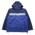 L.L.Bean Hooded Nylon Jacket Blue Navy Reflective Stripe Outdoor Jacket Men’s M