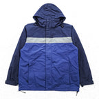 L.L.Bean Hooded Nylon Jacket Blue Navy Reflective Stripe Outdoor Jacket Men’s M