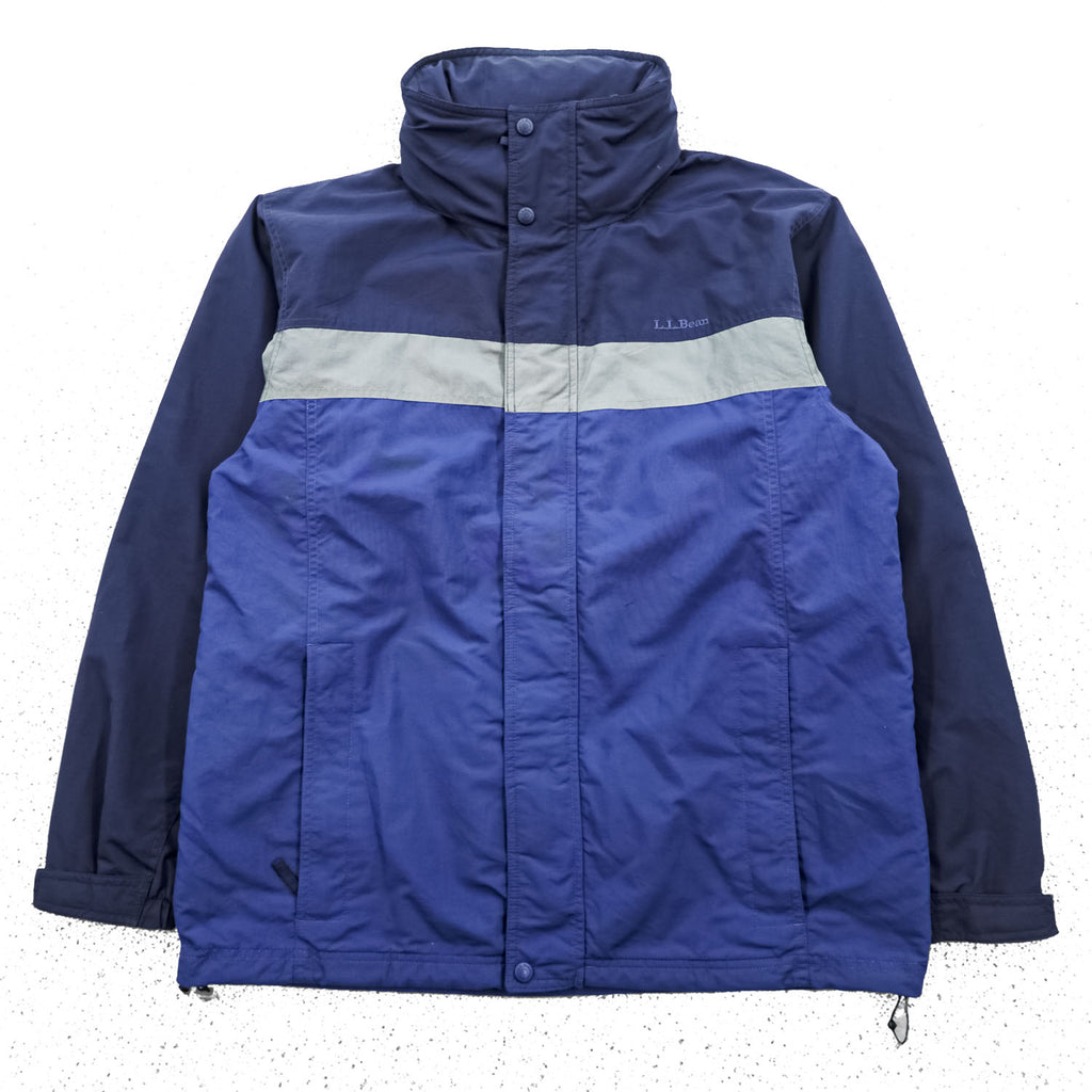 L.L.Bean Hooded Nylon Jacket Blue Navy Reflective Stripe Outdoor Jacket Men’s M