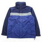L.L.Bean Hooded Nylon Jacket Blue Navy Reflective Stripe Outdoor Jacket Men’s M