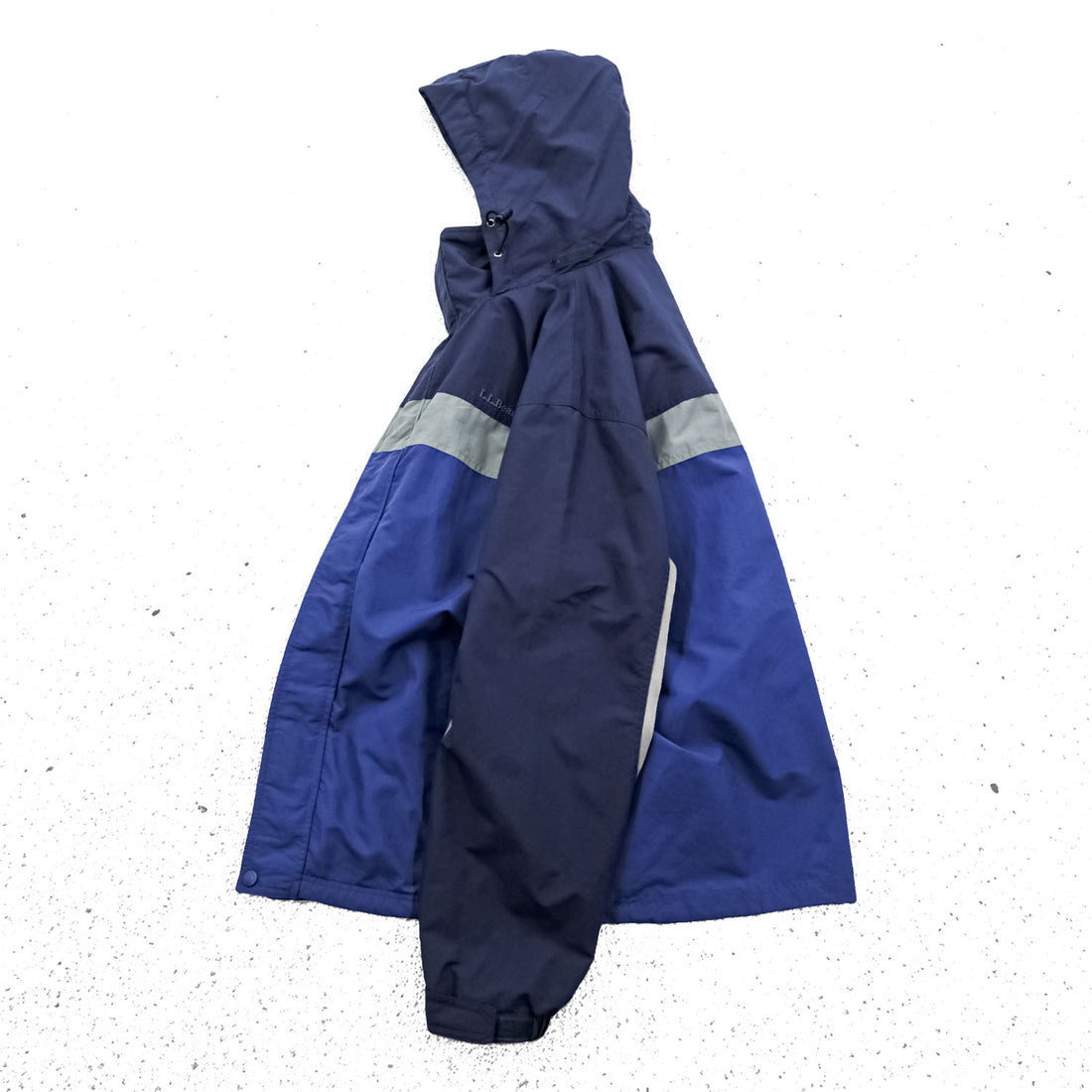 L.L.Bean Hooded Nylon Jacket Blue Navy Reflective Stripe Outdoor Jacket Men’s M