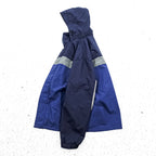 L.L.Bean Hooded Nylon Jacket Blue Navy Reflective Stripe Outdoor Jacket Men’s M