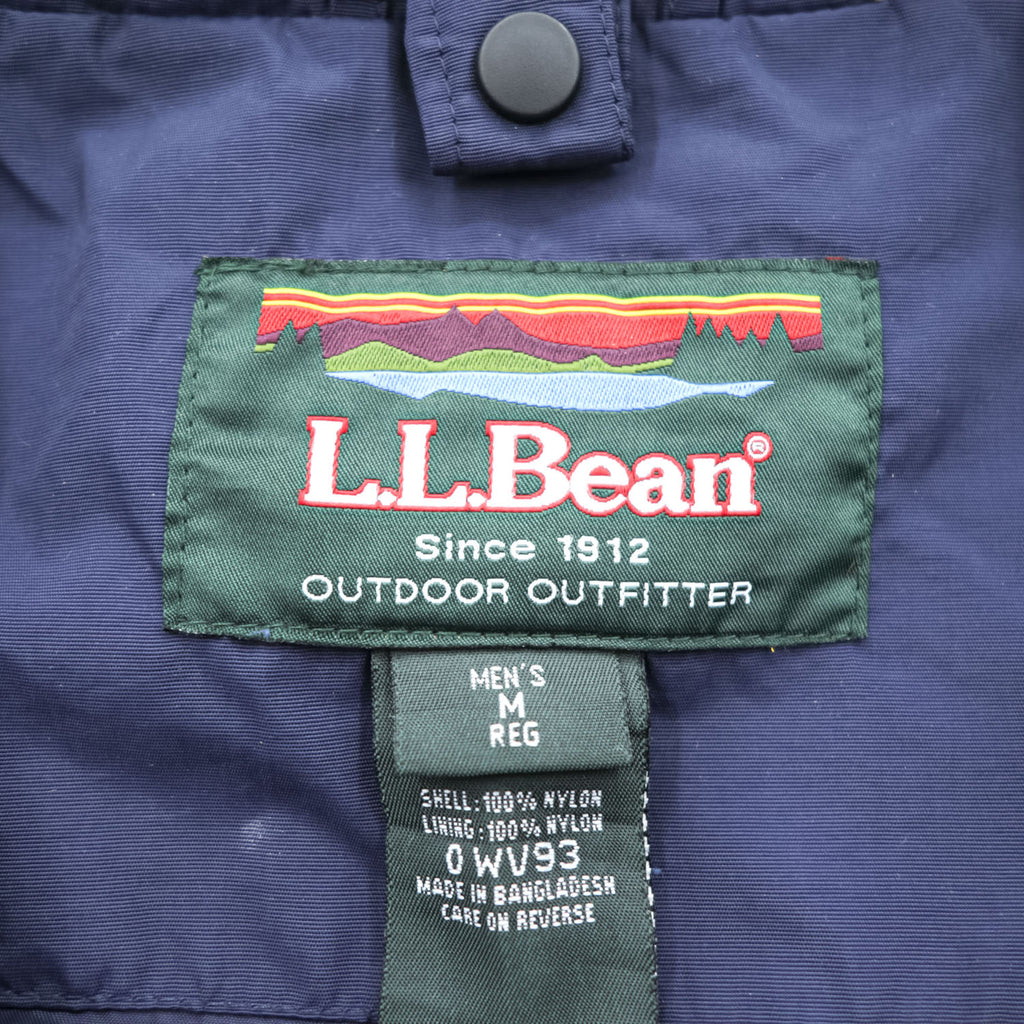 L.L.Bean Hooded Nylon Jacket Blue Navy Reflective Stripe Outdoor Jacket Men’s M