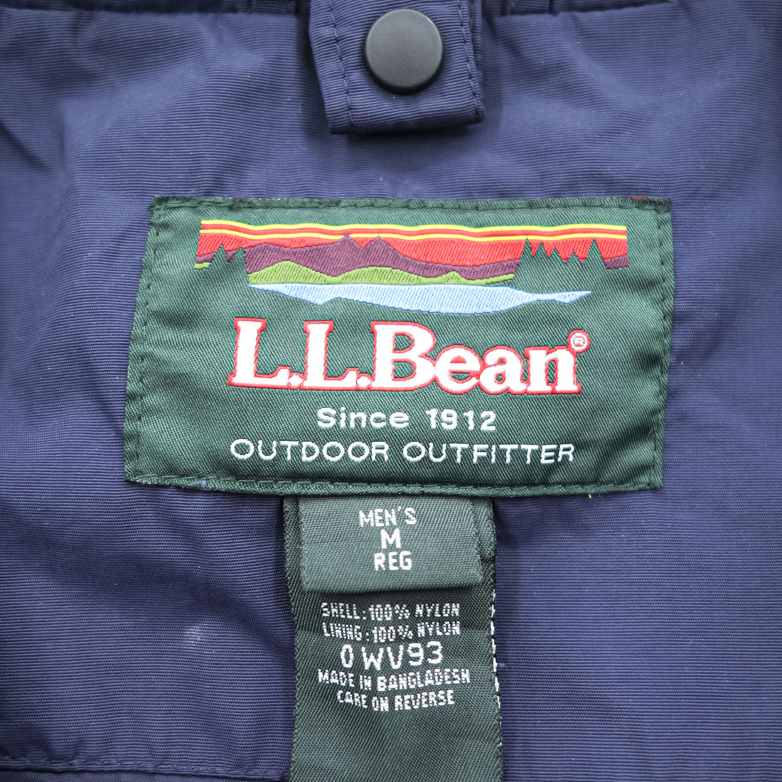 L.L.Bean Hooded Nylon Jacket Blue Navy Reflective Stripe Outdoor Jacket Men’s M