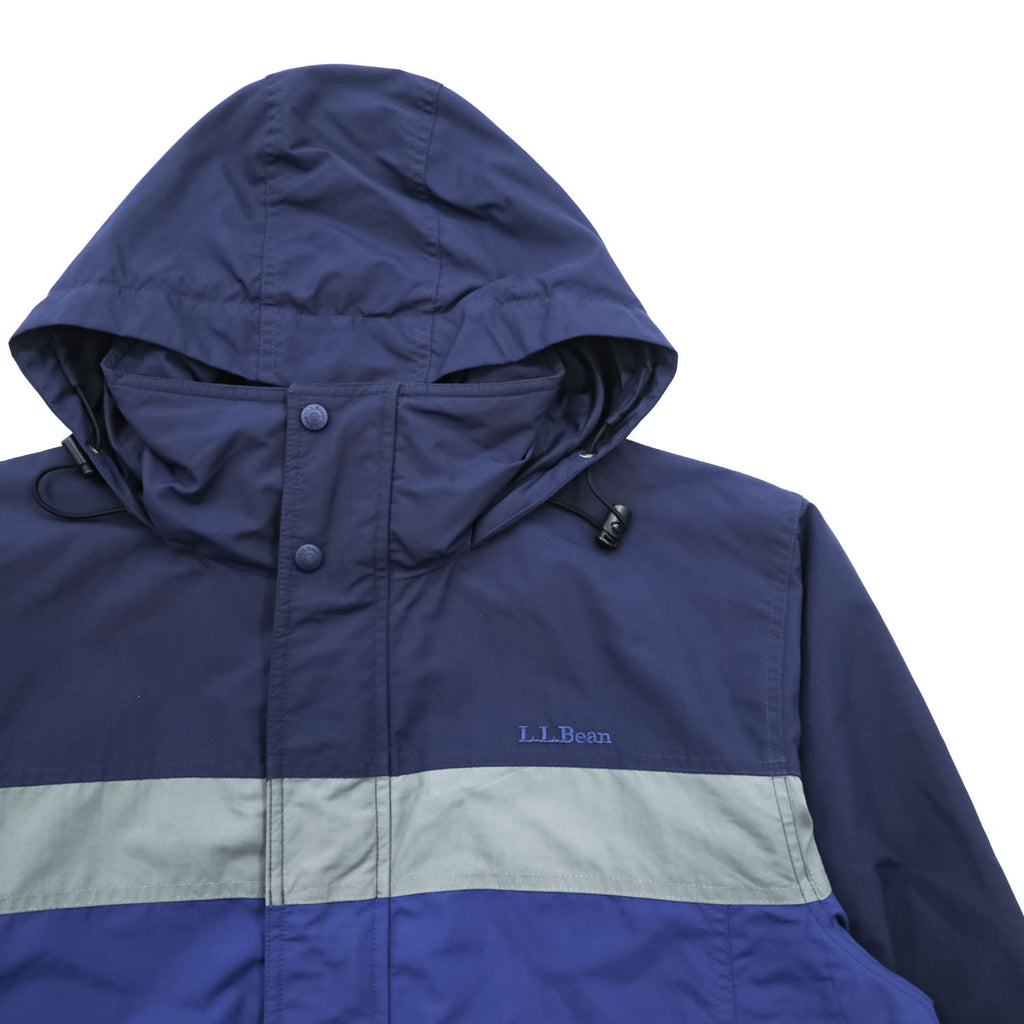 L.L.Bean Hooded Nylon Jacket Blue Navy Reflective Stripe Outdoor Jacket Men’s M