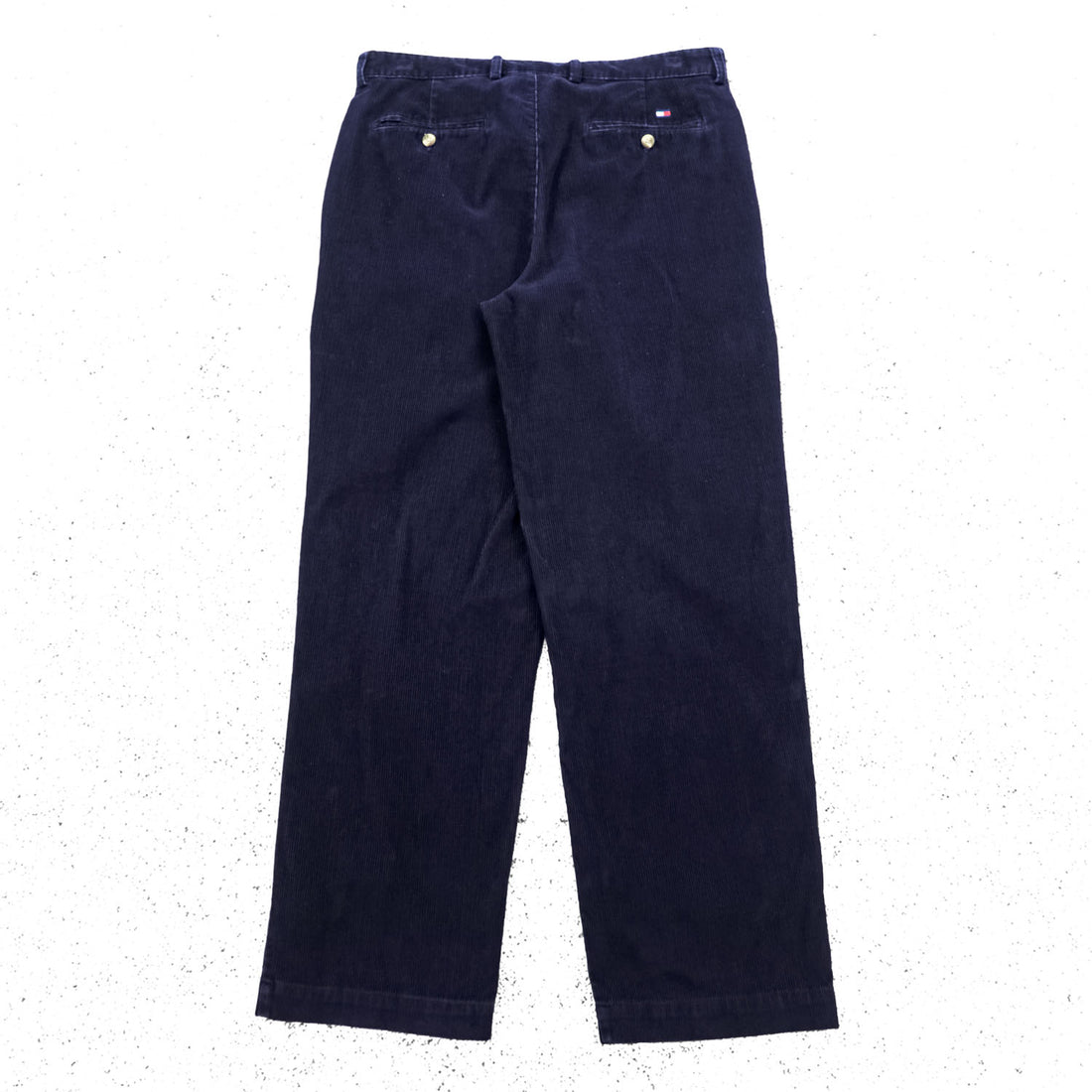 TOMMY HILFIGER 2タック ワイド チノパンツ コーデュロイ スラックス L ネイビー コットン プリーツ