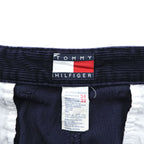 TOMMY HILFIGER 2タック ワイド チノパンツ コーデュロイ スラックス L ネイビー コットン プリーツ