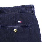 TOMMY HILFIGER 2タック ワイド チノパンツ コーデュロイ スラックス L ネイビー コットン プリーツ