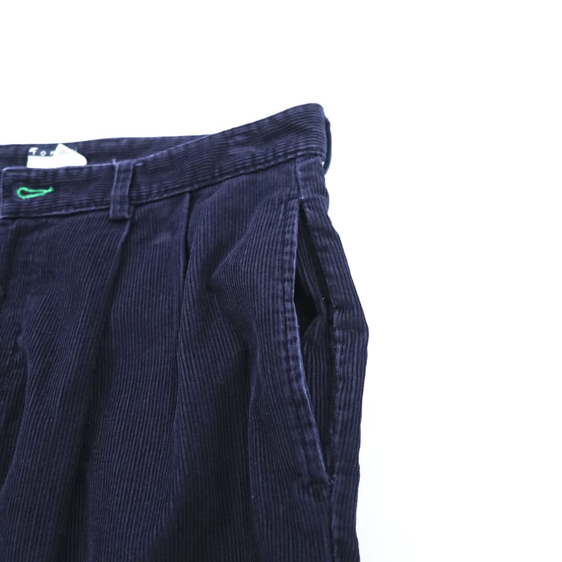 TOMMY HILFIGER 2タック ワイド チノパンツ コーデュロイ スラックス L ネイビー コットン プリーツ