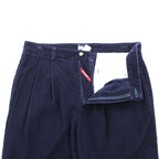 TOMMY HILFIGER 2タック ワイド チノパンツ コーデュロイ スラックス L ネイビー コットン プリーツ