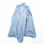 Ralph Lauren 90年代 ヴィンテージ 長袖 ボタンダウンシャツ XL ブルー チェック スモールポニー ロゴ 刺繍 BLAKE TWO-PLY COTTON