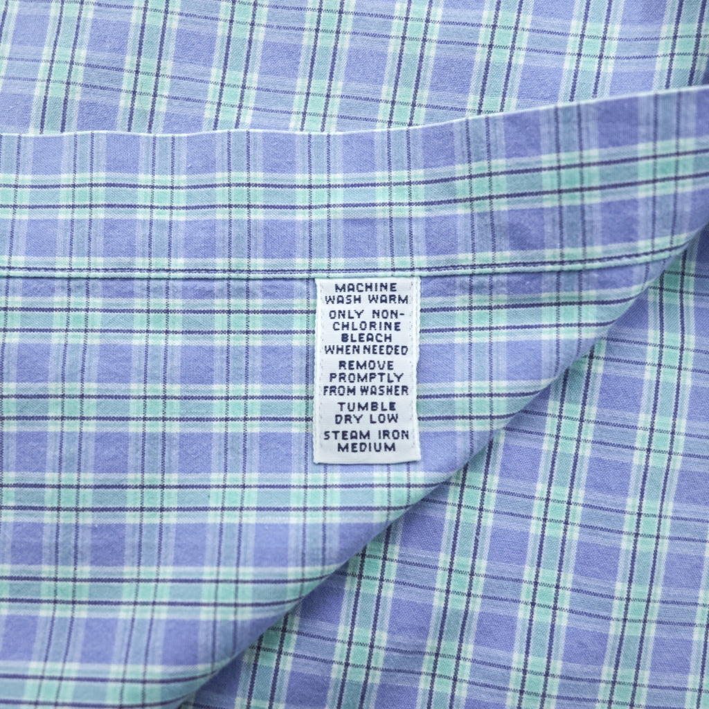 Ralph Lauren 90年代 ヴィンテージ 長袖 ボタンダウンシャツ XL ブルー チェック スモールポニー ロゴ 刺繍 BLAKE TWO-PLY COTTON