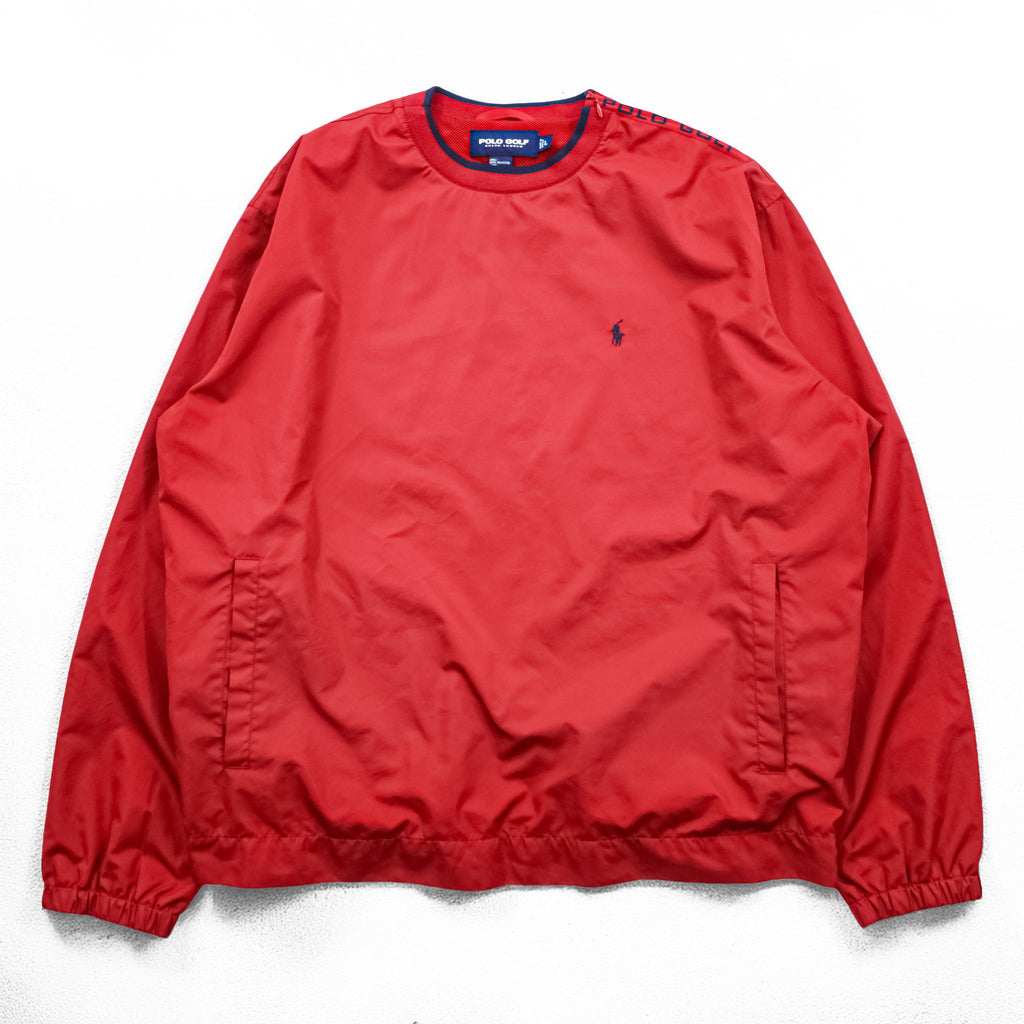 POLO GOLF Ralph Lauren 90年代 ヴィンテージ ピステ プルオーバー ジャージ L レッド 防水 メッシュライナー サイドジップ スリット
