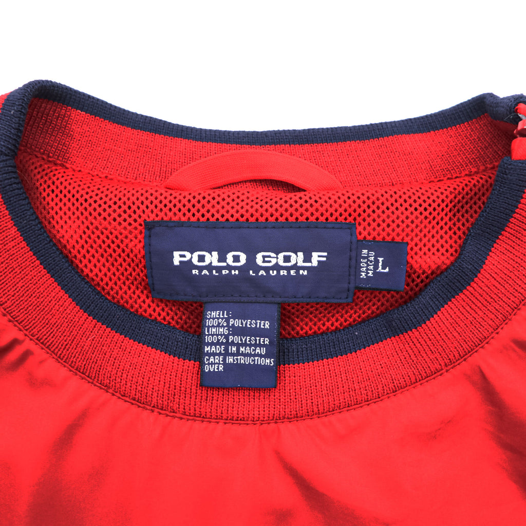 POLO GOLF Ralph Lauren 90年代 ヴィンテージ ピステ プルオーバー ジャージ L レッド 防水 メッシュライナー サイドジップ スリット