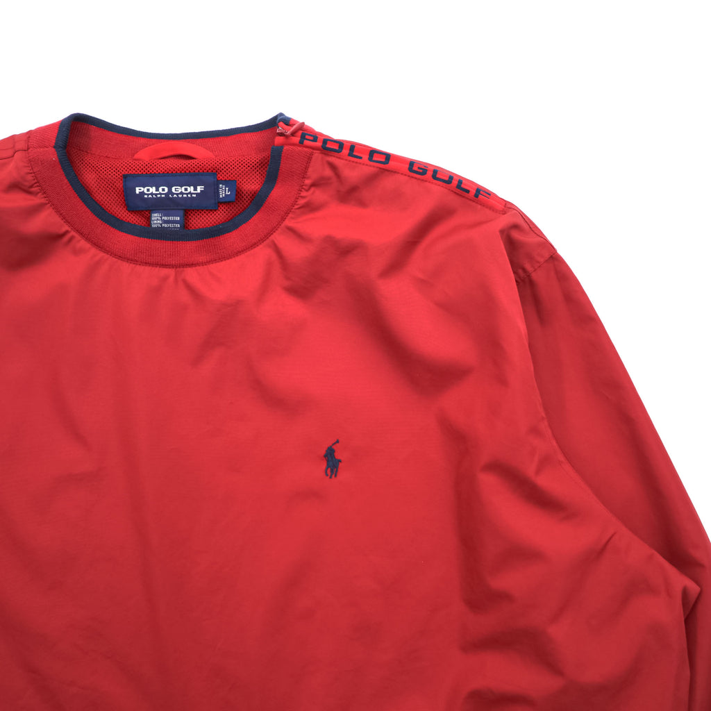 POLO GOLF Ralph Lauren 90年代 ヴィンテージ ピステ プルオーバー ジャージ L レッド 防水 メッシュライナー サイドジップ スリット