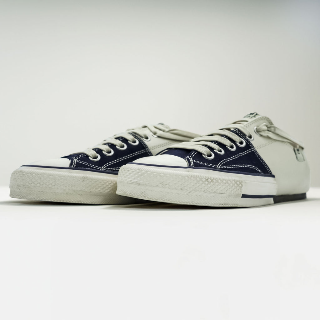 Maison MIHARA YASUHIRO x Nigel Cabourn Split Sneaker Low Top Navy Ivory Canvas Leather C08FW702 EU42