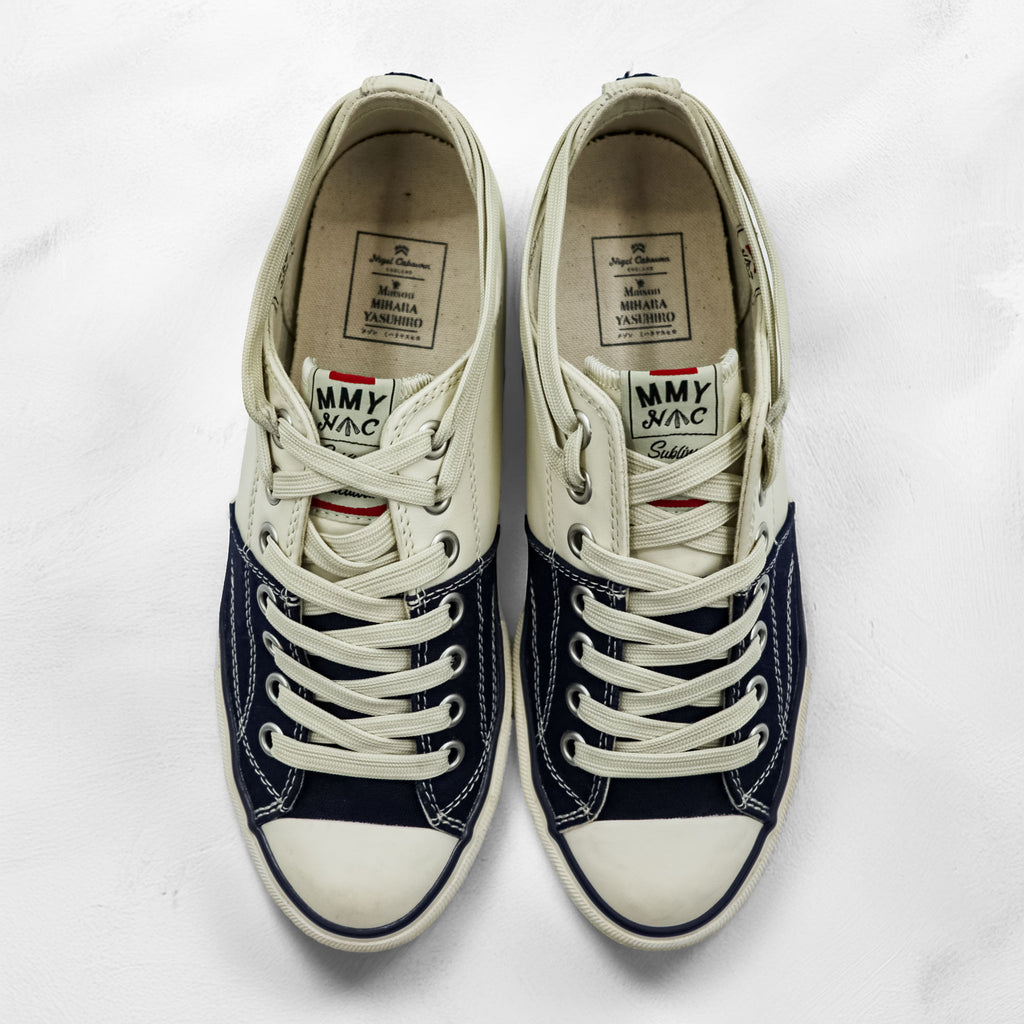 Maison MIHARA YASUHIRO x Nigel Cabourn Split Sneaker Low Top Navy Ivory Canvas Leather C08FW702 EU42