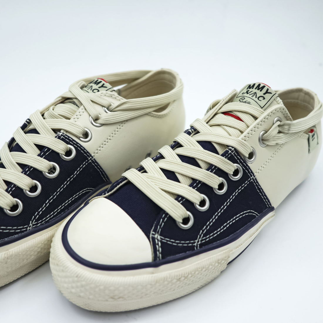 Maison MIHARA YASUHIRO x Nigel Cabourn Split Sneaker Low Top Navy Ivory Canvas Leather C08FW702 EU42