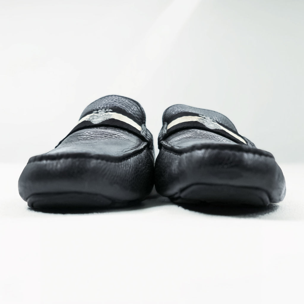 BALLY Driving Shoes Leather Loafers US7 Black WALTEC Swiss Made SVKF