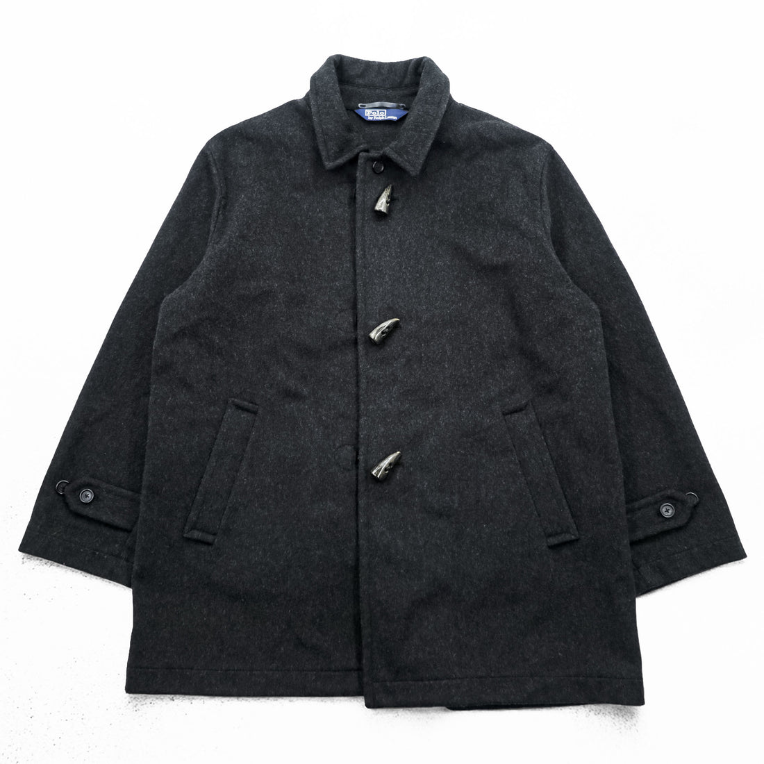 Polo Ralph Lauren 90s Vintage Duffle Coat XL Gray Melton Wool Triangle Tag