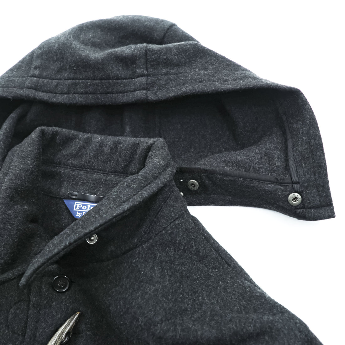 Polo Ralph Lauren 90s Vintage Duffle Coat XL Gray Melton Wool Triangle Tag