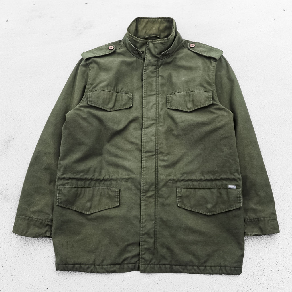 Carhartt Hickman Coat Mod Parka Field Jacket, Size XL, Khaki, Padded, Detachable Hoodie, Epaulets, Drawcord
