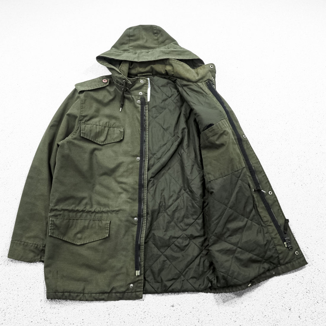 Carhartt Hickman Coat Mod Parka Field Jacket, Size XL, Khaki, Padded, Detachable Hoodie, Epaulets, Drawcord